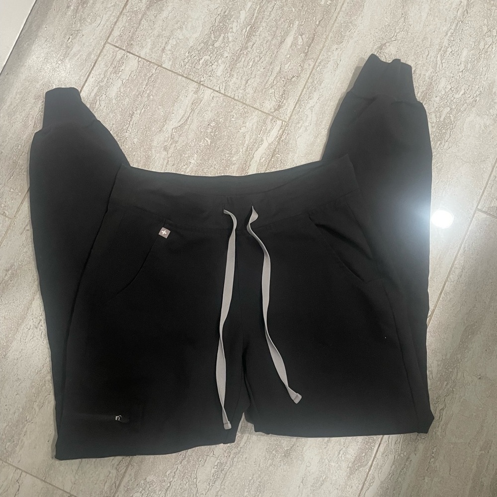 Figs women Black Joggers with Gray Drawstrings